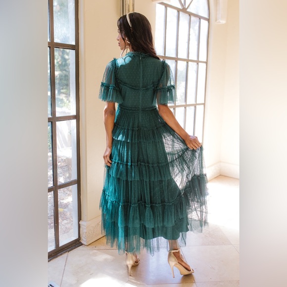 NWT Ivy City Co. Whimsical Dress in Emerald | Size L - Picture 3 of 10